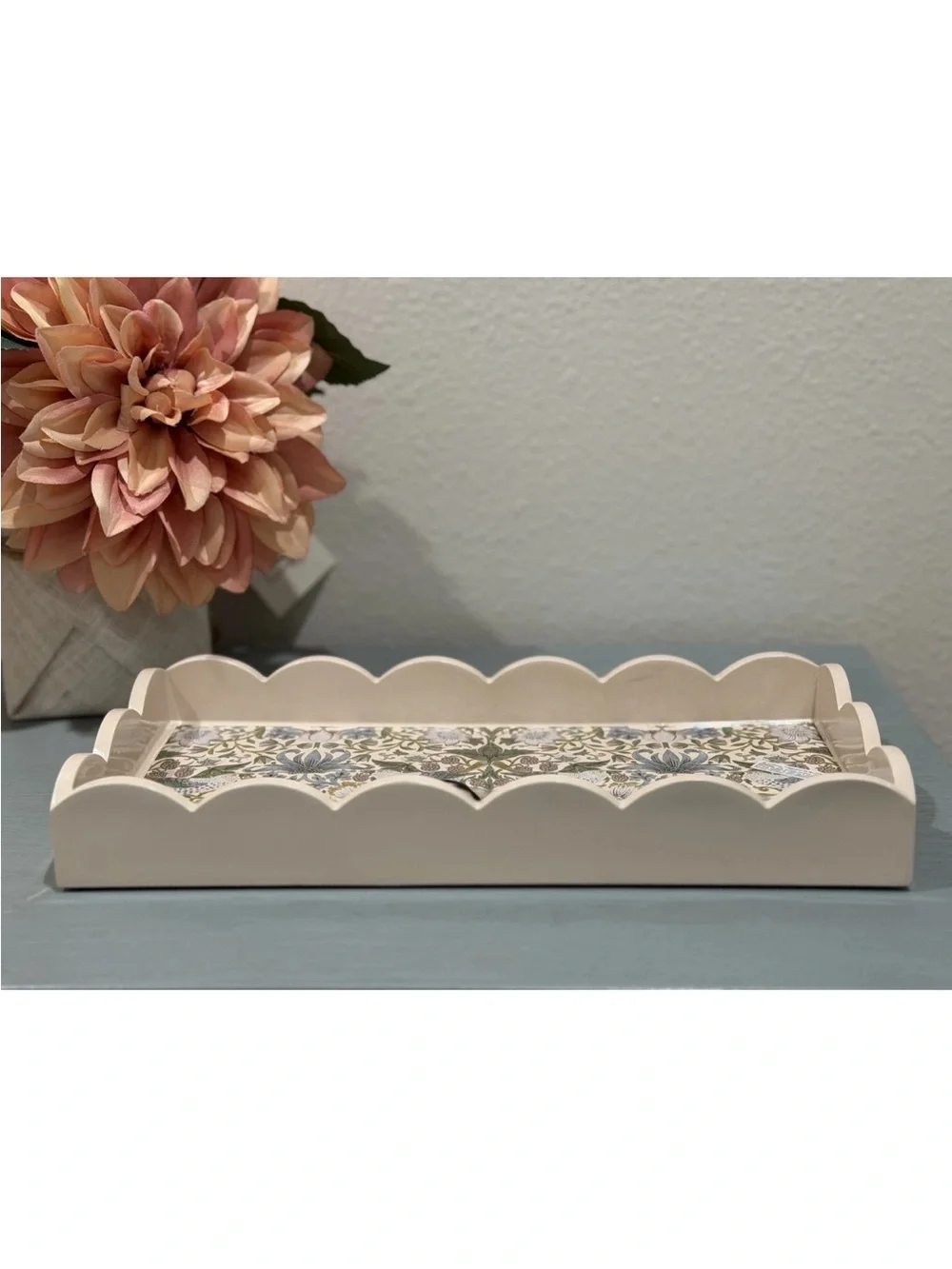 Morris & Co Strawberry Thief Scalloped Decorative Vanity Tray 12
